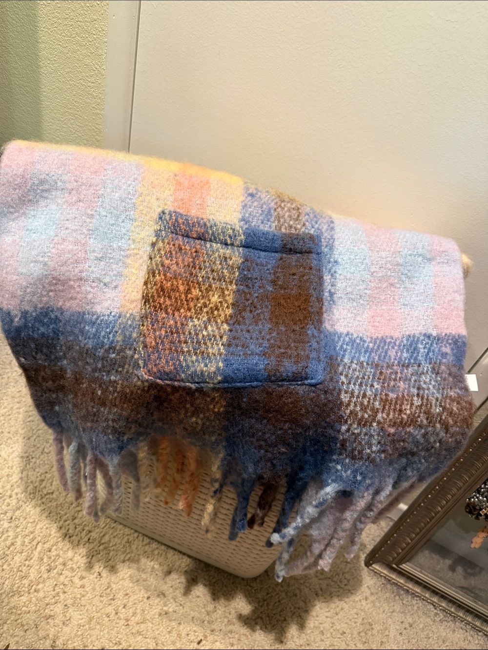 Cozy Multicolor Plaid Fringe scarf